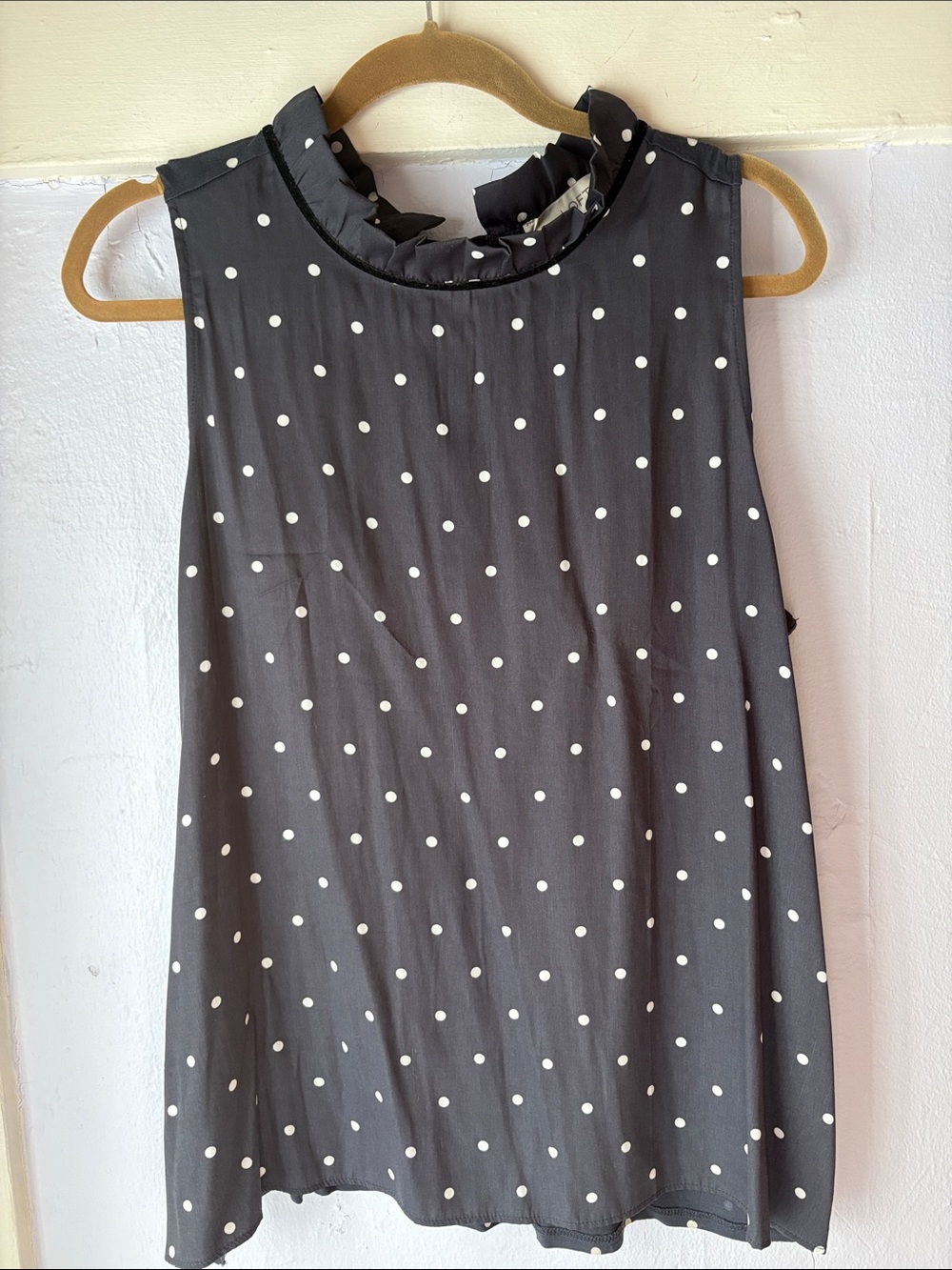 LOFT Black and White Polka Dot Sleeveless Top